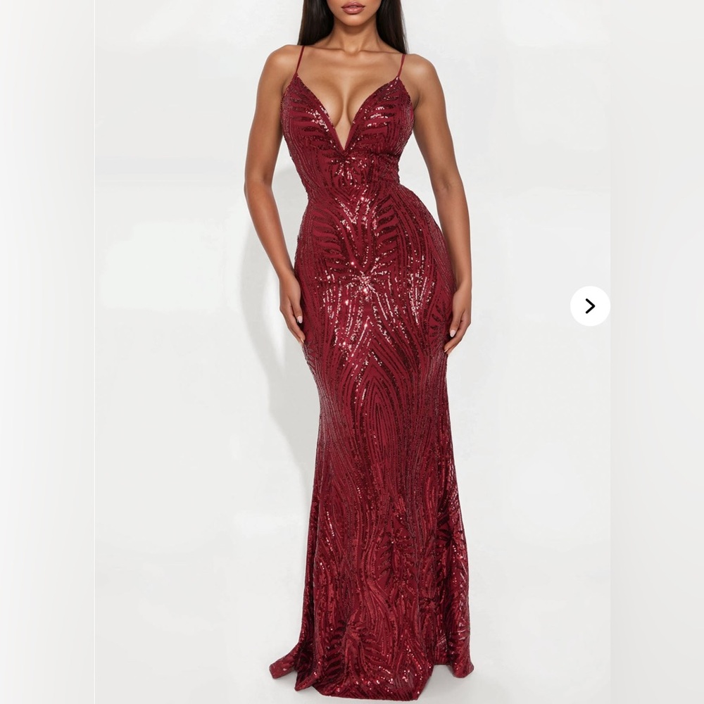 Elegant Burgundy Sequin Gown